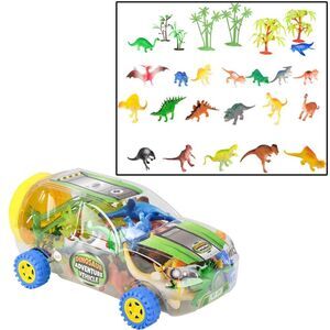 Rhode Island Novelty Dino Clear Vehicle Playset with Mini Dinosaur Figures